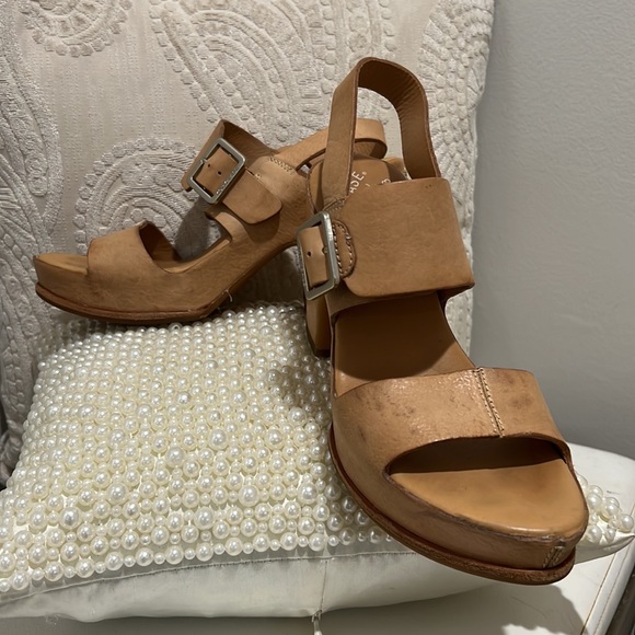 KORK EASE TAN GENUINE LEATHER PLATFORM SANDALS - Picture 2 of 7